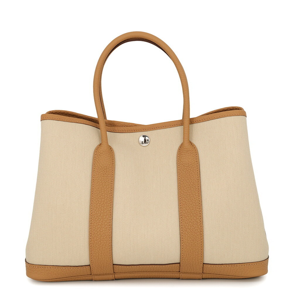 Hermes Tote Bag Garden TPM Beton Biscuit Negonda Toile Military W Stamp HERME...